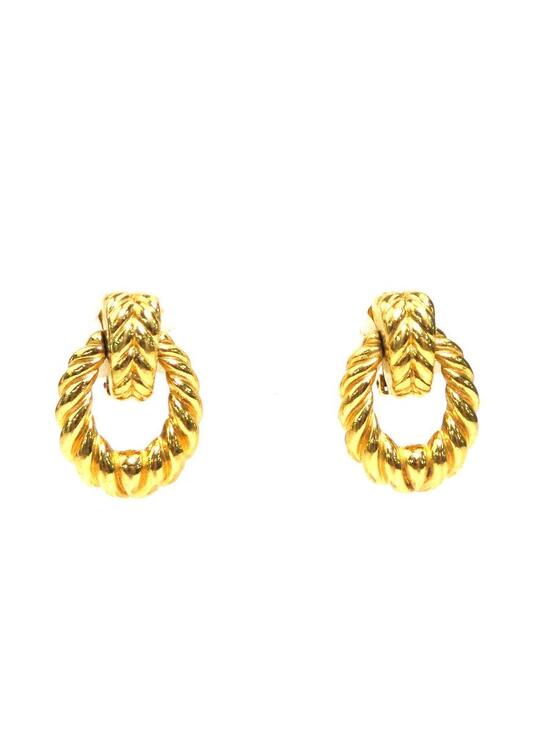 Auth Christian Dior Earrings Gold Metal #306395C92B